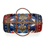 Red And Blue Bag, PU Leather Bag, US Flag Travel Bag, Faux Leather Luggage, Duffle Bag | D20154