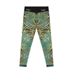 Turquoise Leggings Polynesian Art Leggings Women Sports Wear Spandex Leggings Women Aqua Lounge Wear | 100530