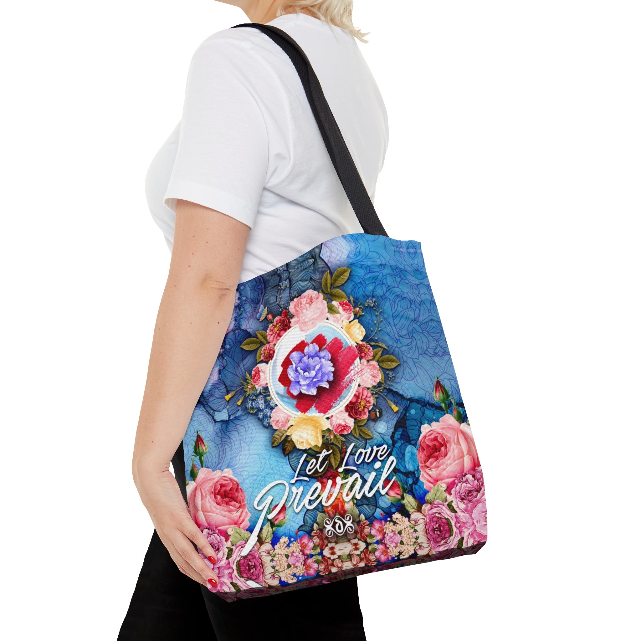 Floral Lovers Tote Bag, Canvas Hand Bag, Blue Floral Handbag, Blue Tote Bag | LLP01