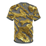 Gold Paint Unisex T-Shirt All Over Print Tee Grey and Gold Print T-Shirt | X3339B