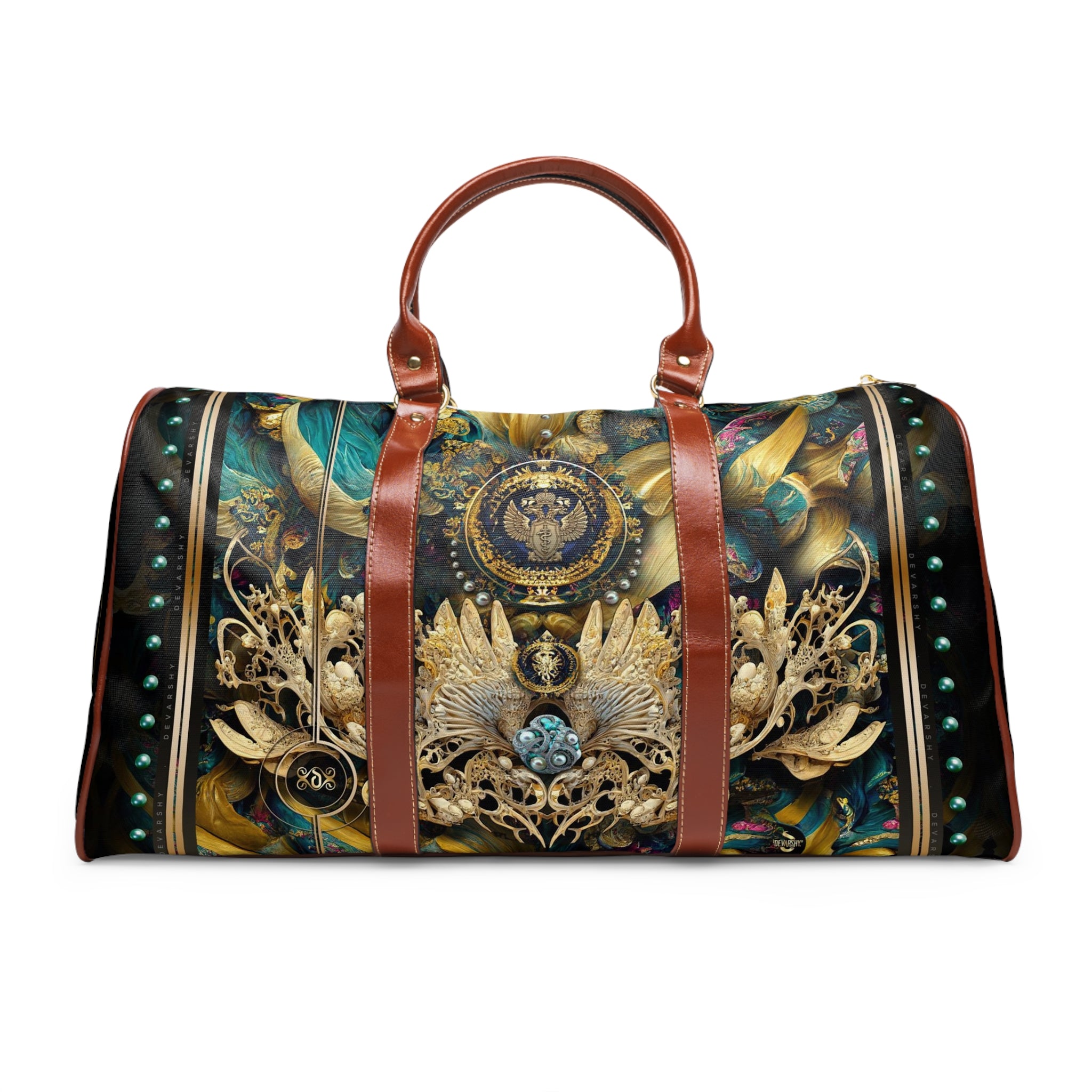 Baroque PU Leather Bag, Royal Atlantis Travel Bag, Faux Leather Luggage, Duffle Bag | RB0086