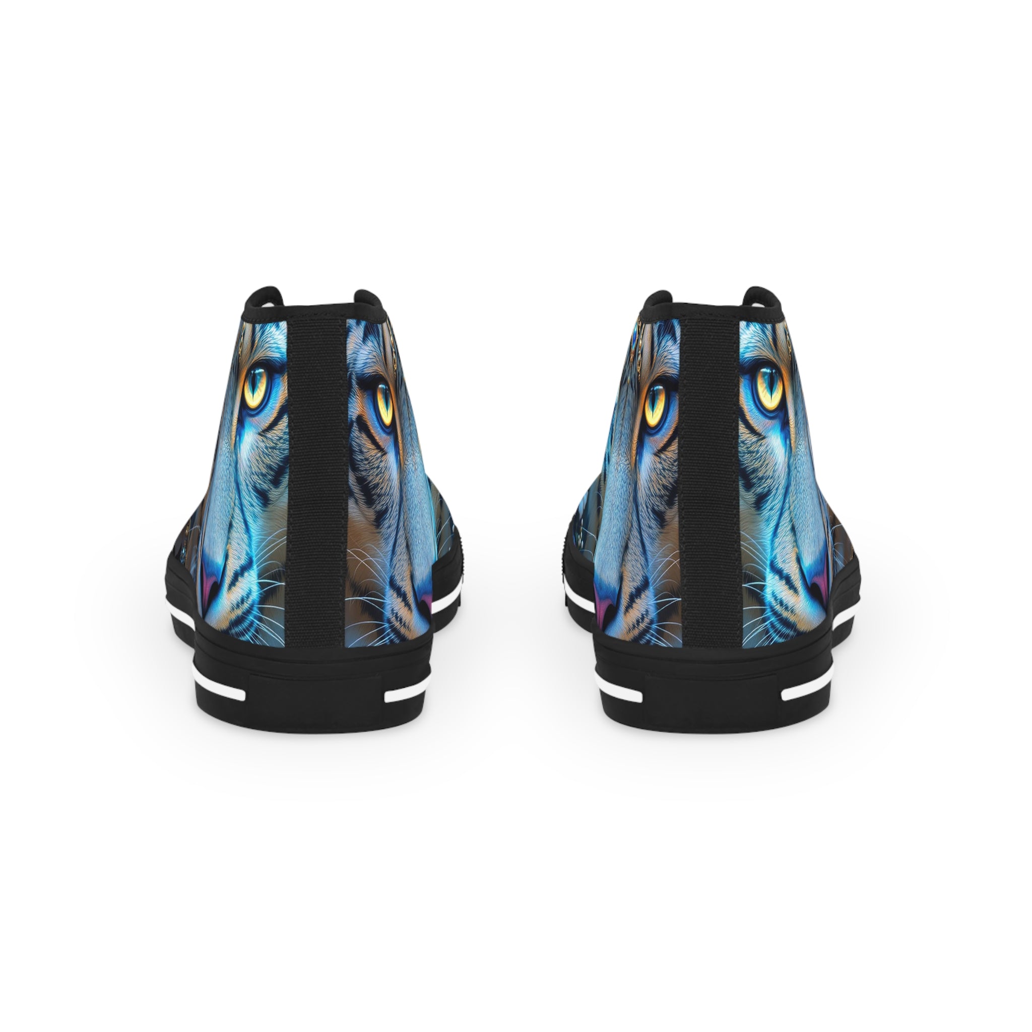 Blue Leopard Print Shoes, Unisex High Top Sneakers, Trendy Animal Print Shoes, Unisex Canvas Shoes, Fashionable Leopard Print Sneakers | 104964