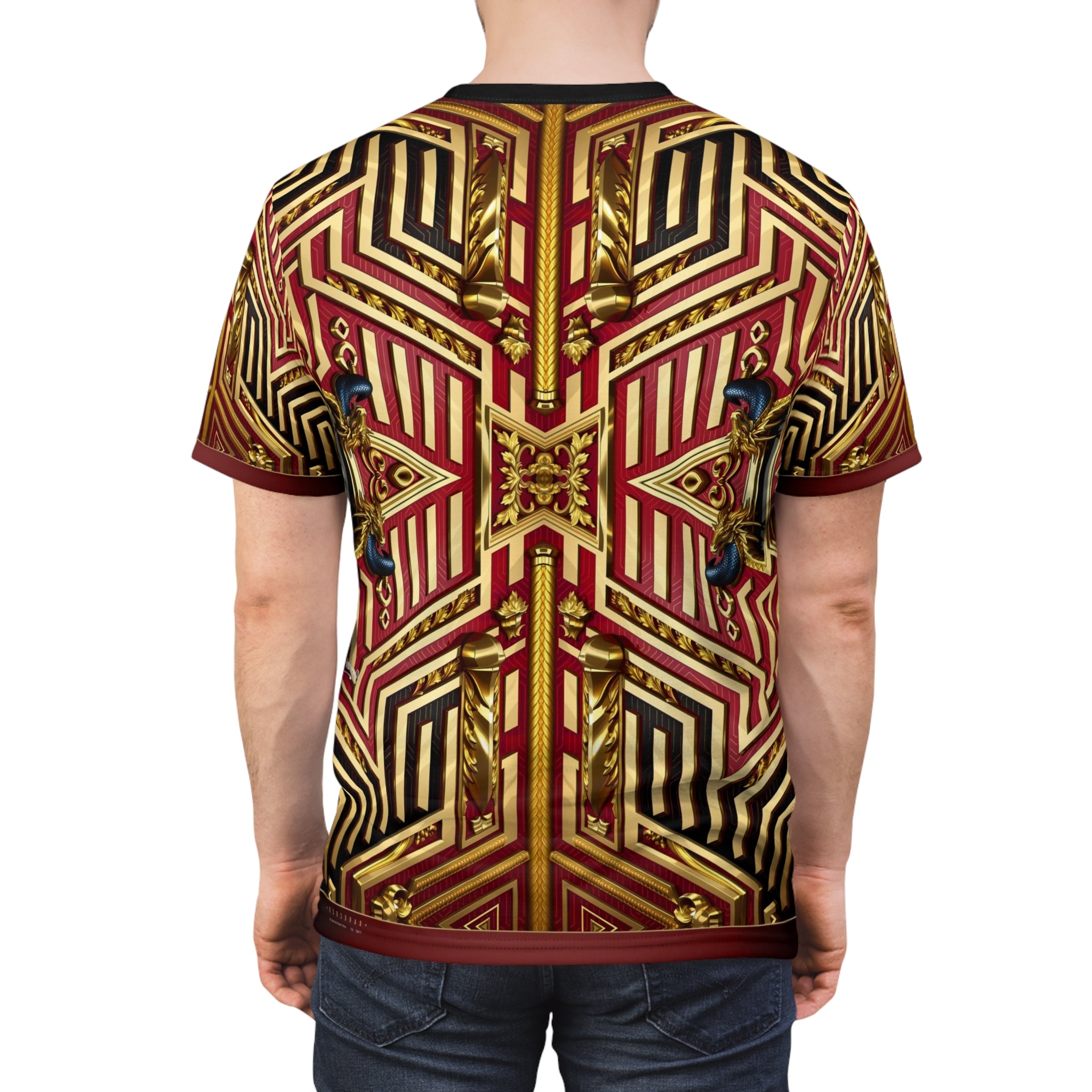 Forbidden Fort T-Shirt Unisex All Over Print Tee Royal Red Striped Unisex T-Shirt | D20171A