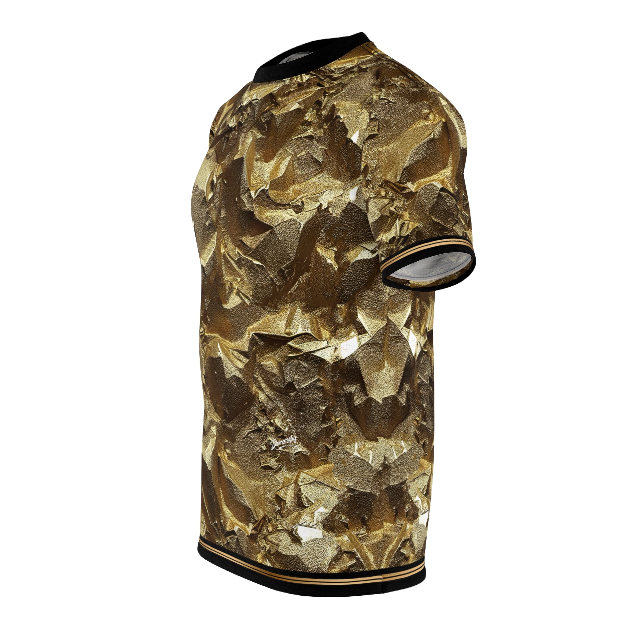 Crumpled Gold T-Shirt Unisex All Over Print Tee Gold Print Unisex T-Shirt | X3343B