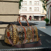Trendy Leopard Print Bag, PU Leather Bag, Animal Print Luggage, Faux Leather Travel Bag