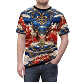 US Veterans T-Shirt Unisex All over Print Tee USA Patriots Tee Blue and Red T-Shirt | D20154