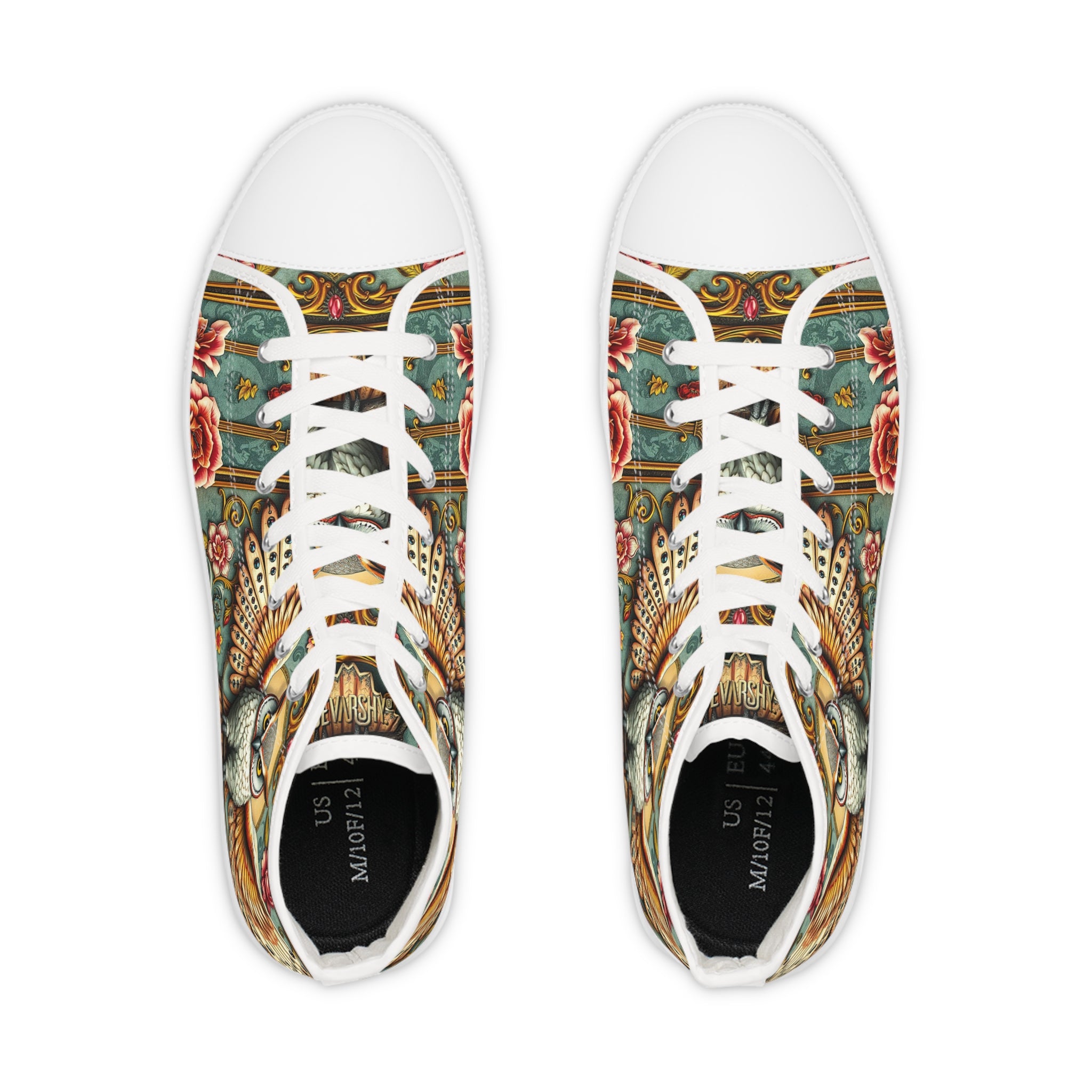 Owl Floral Print Shoes, Unisex High Top Sneakers, Trendy Canvas Shoes, Owl Florals Sneakers, Unisex Shoes | X3496