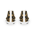 Black Gold Shoes, Unisex High Top Sneakers, Black & White Canvas Shoes, Ornate Baroque Shoes, Unisex Canvas Shoes | 00019