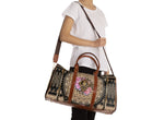 Premium Faux Leather Bag, Floral Mandala Luggage, PU Leather Bag, Mandala Travel Bag | 10357A