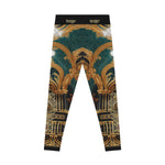 Emerald Green Leggings Women Decorative Baroque Leggings Casual Wear Women Spandex Leggings | D20225