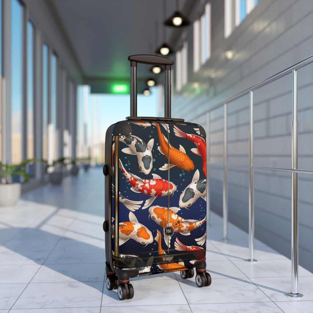 Koi Fish Print Suitcase Carry-on Suitcase Fish Print Luggage Good Vibes  Hard Shell Suitcase, D20018B