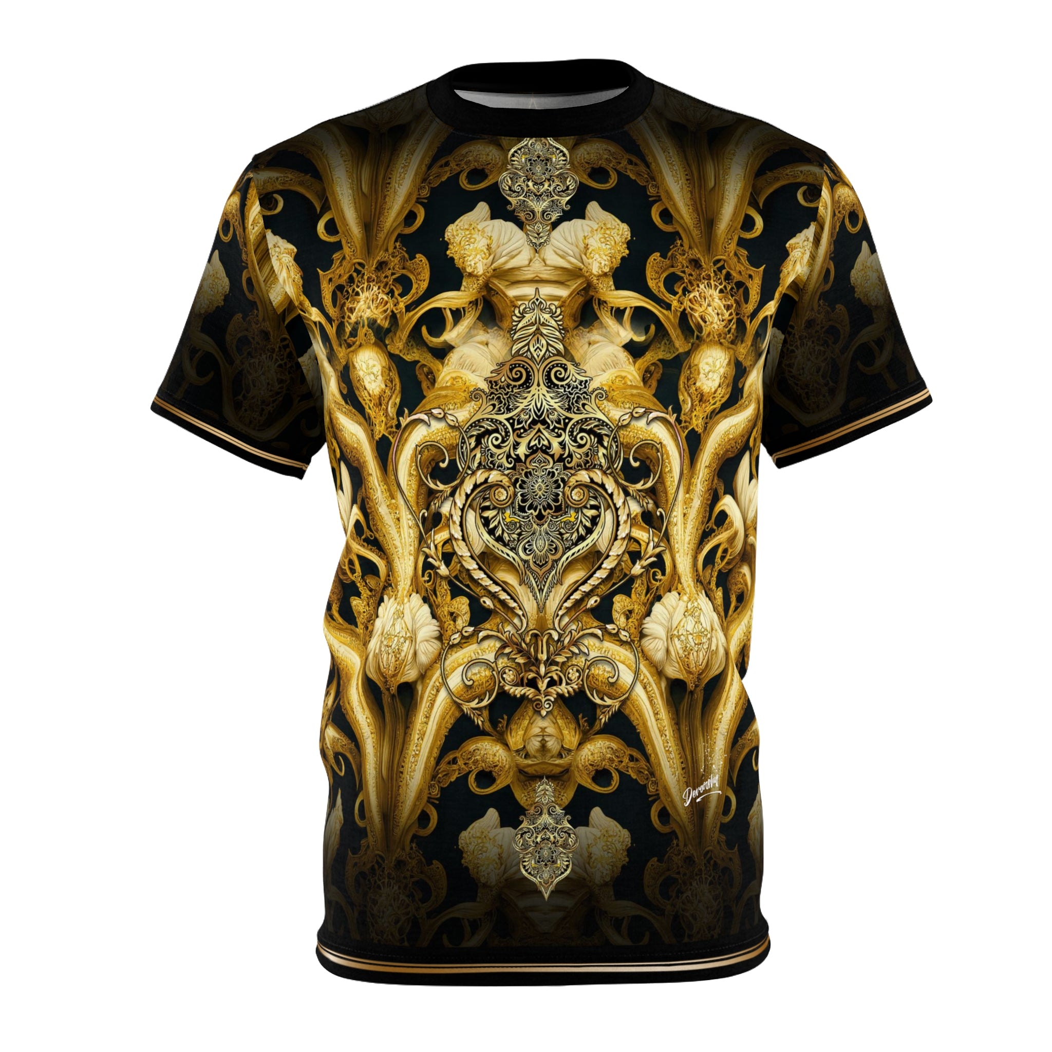 Golden Decadence T-Shirt Unisex Tee All Over Print T-Shirt Decorative Gold Tee | D20123