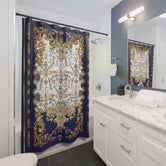 Vienna Baroque Shower Curtain Royal Blue Curtain for Bathroom | 1005B