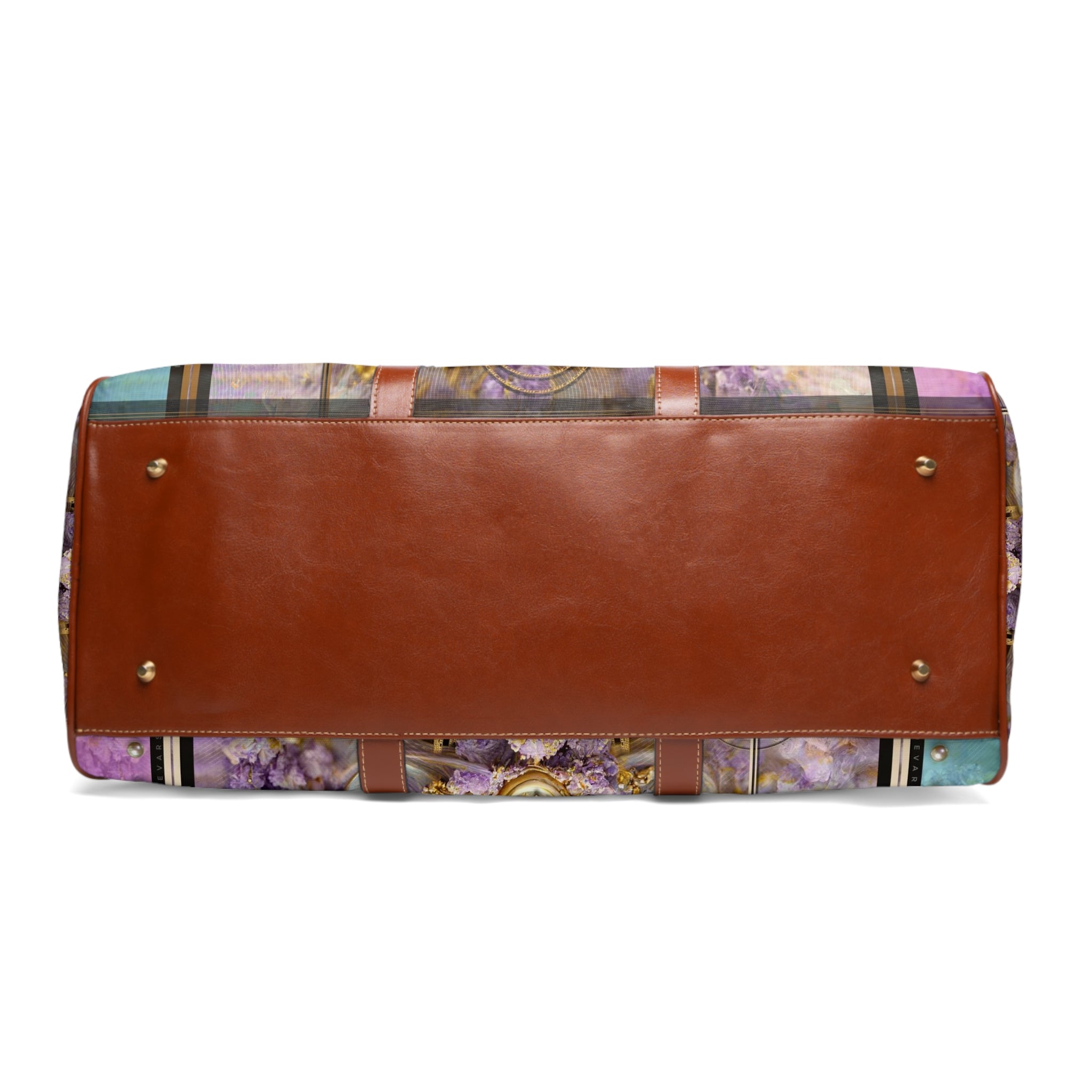 Floral PU leather Bag, Fleur Travel Bag, Faux Leather Luggage, Floral Duffle Bag