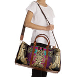 Striking PU Leather Bag, Baroque Travel Bag, Faux Leather Luggage, Decorative Duffle Bag, PU Leather Luggage | 100368