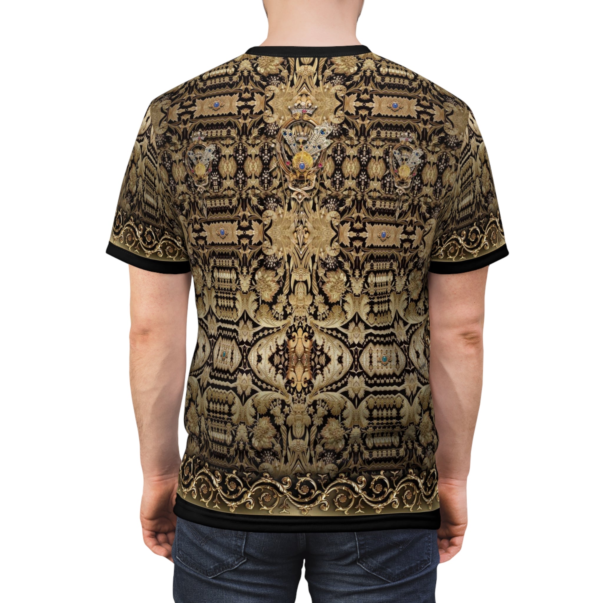 Gold Embroidery T-Shirt Unisex Tee Zardouzi T-Shirt Decorative Gold Print Tee Unisex Shirt | D20059