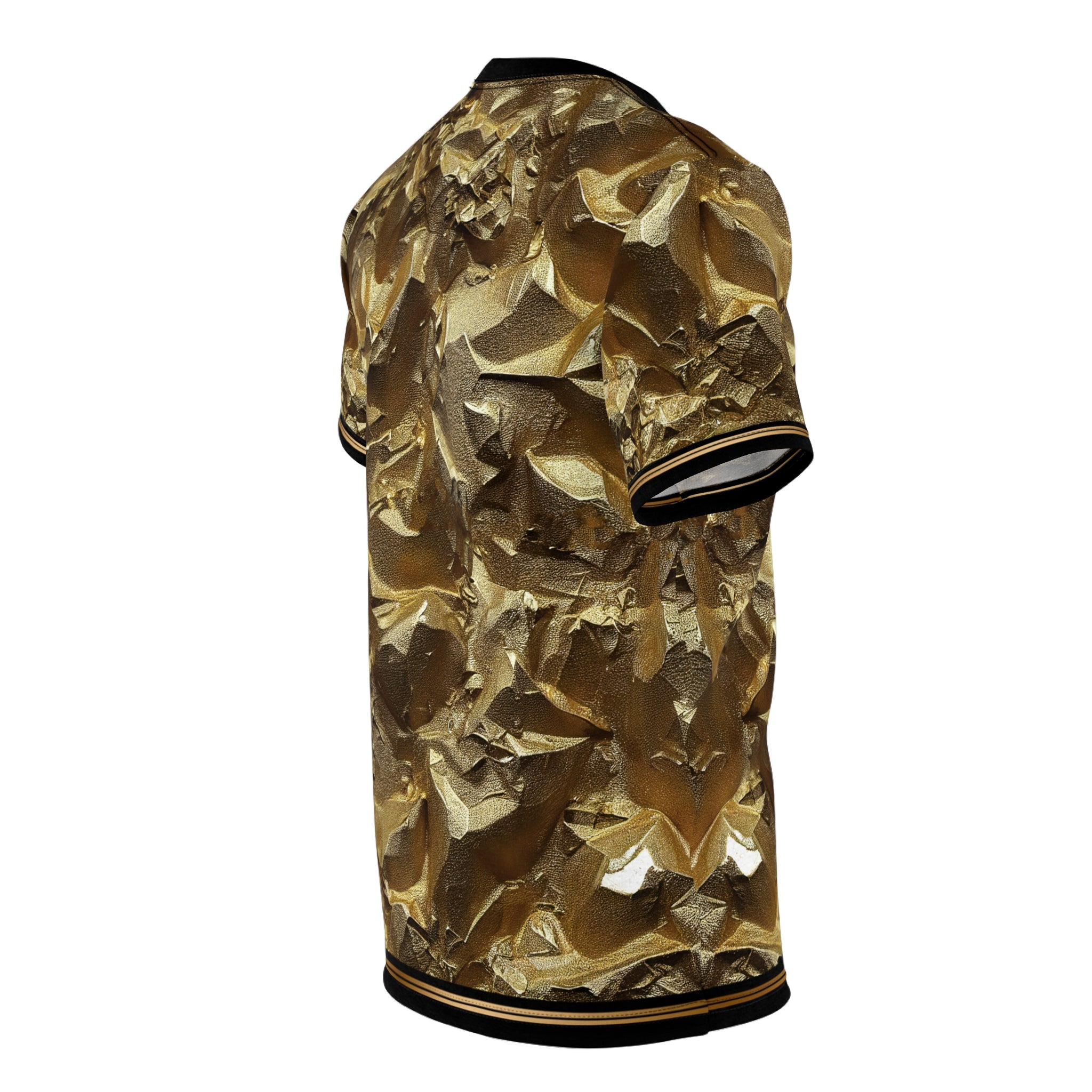 Crumpled Gold T-Shirt Unisex All Over Print Tee Gold Print Unisex T-Shirt | X3343B