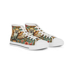 Owl Floral Print Shoes, Unisex High Top Sneakers, Trendy Canvas Shoes, Owl Florals Sneakers, Unisex Shoes | X3496