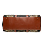 Black Baroque Bag, PU Leather Luggage, Waterproof Travel Bag, Gold Medallion Bag, Faux Leather Luggage | 100356