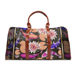Koi Fish PU Leather Bag, Fish & Florals Luggage, Faux Leather Travel Bag, Purple Duffle Bag | D20018