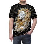 Royal Lion Black T-Shirt Unisex All Over Print Tee Baroque Lion Unisex T-Shirt  | D30001