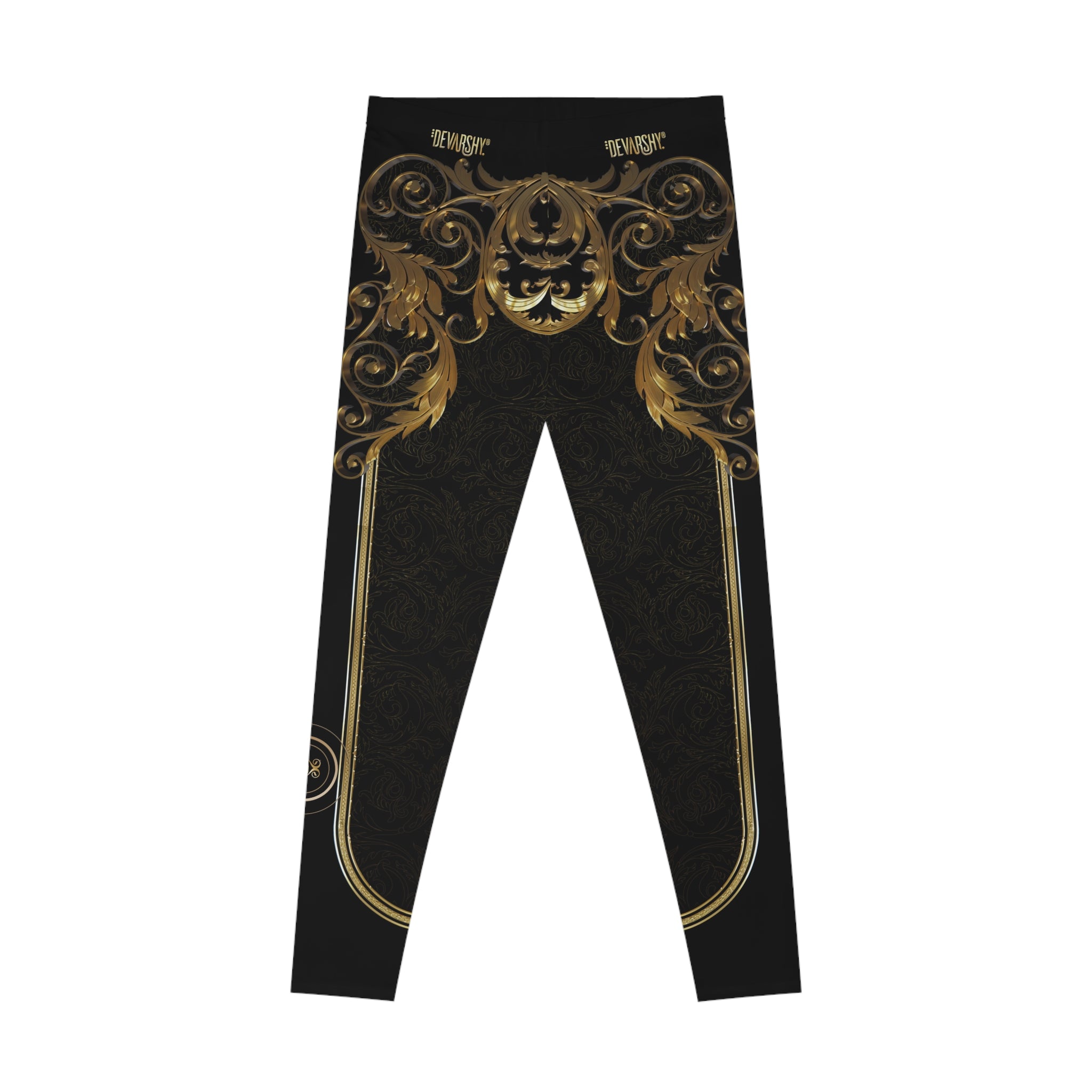 Black Baroque Leggings Women Golden Decorative Leggings Spandex Casual Leggings Best Gift Women Lounge Wear | 104922