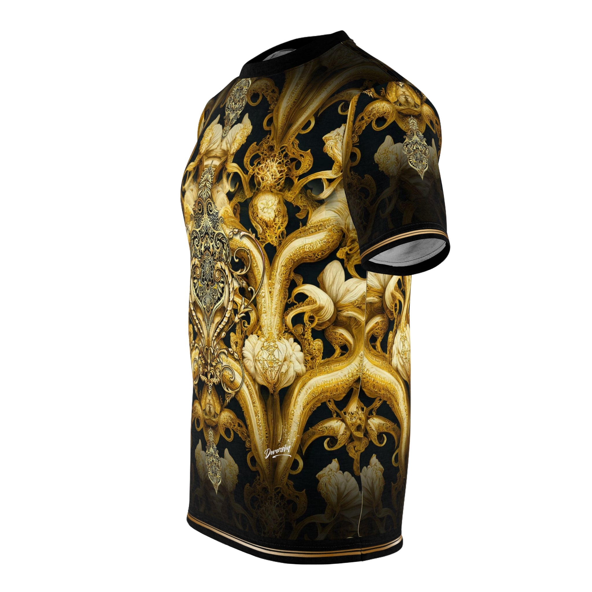 Golden Decadence T-Shirt Unisex Tee All Over Print T-Shirt Decorative Gold Tee | D20123