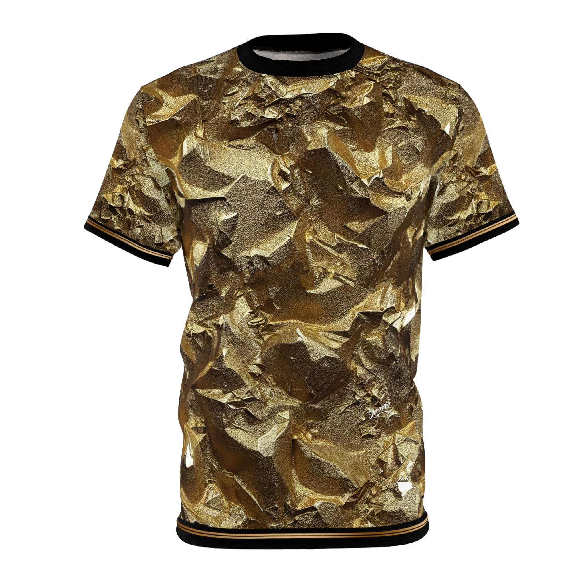 Crumpled Gold T-Shirt Unisex All Over Print Tee Gold Print Unisex T-Shirt | X3343B