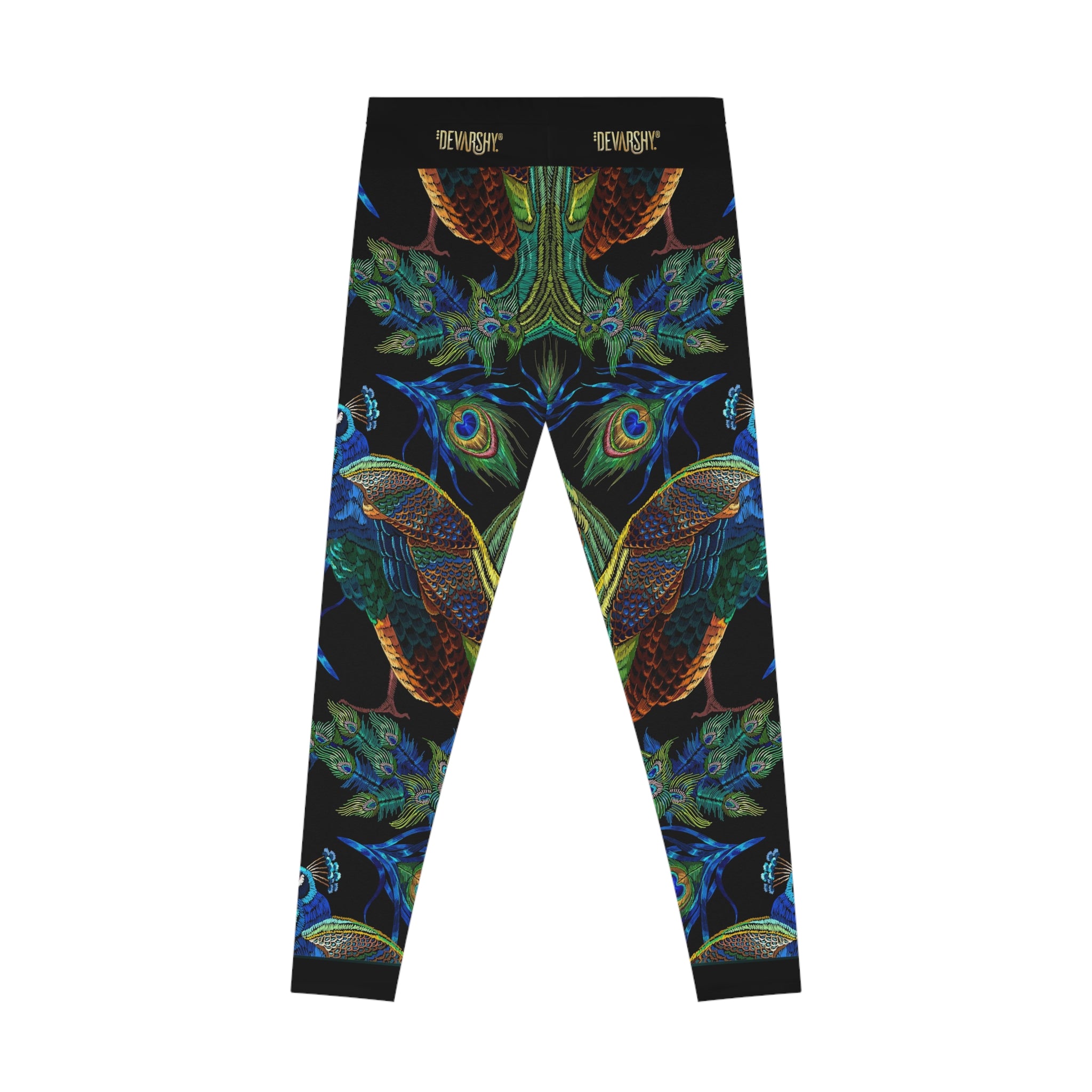 Blue Peacock Leggings Women Embroidered Print Leggings Casual Wear Spandex Leggings Best Gift for Peacock Lovers | D20029