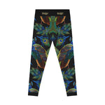 Blue Peacock Leggings Women Embroidered Print Leggings Casual Wear Spandex Leggings Best Gift for Peacock Lovers | D20029