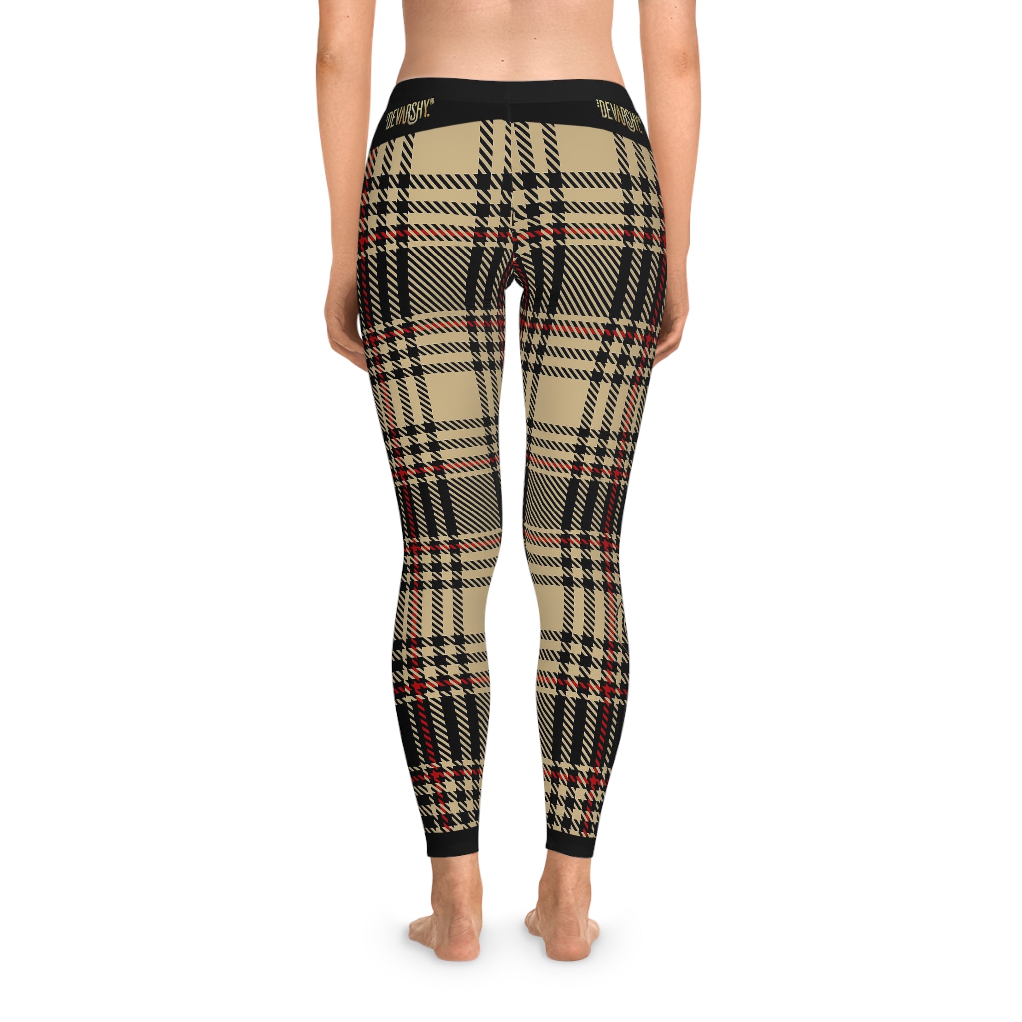 Brown Tartan Plaid Leggings Women Spandex Leggings Casual Wear Leggings Brown Check Leggings Women Lounge Wear