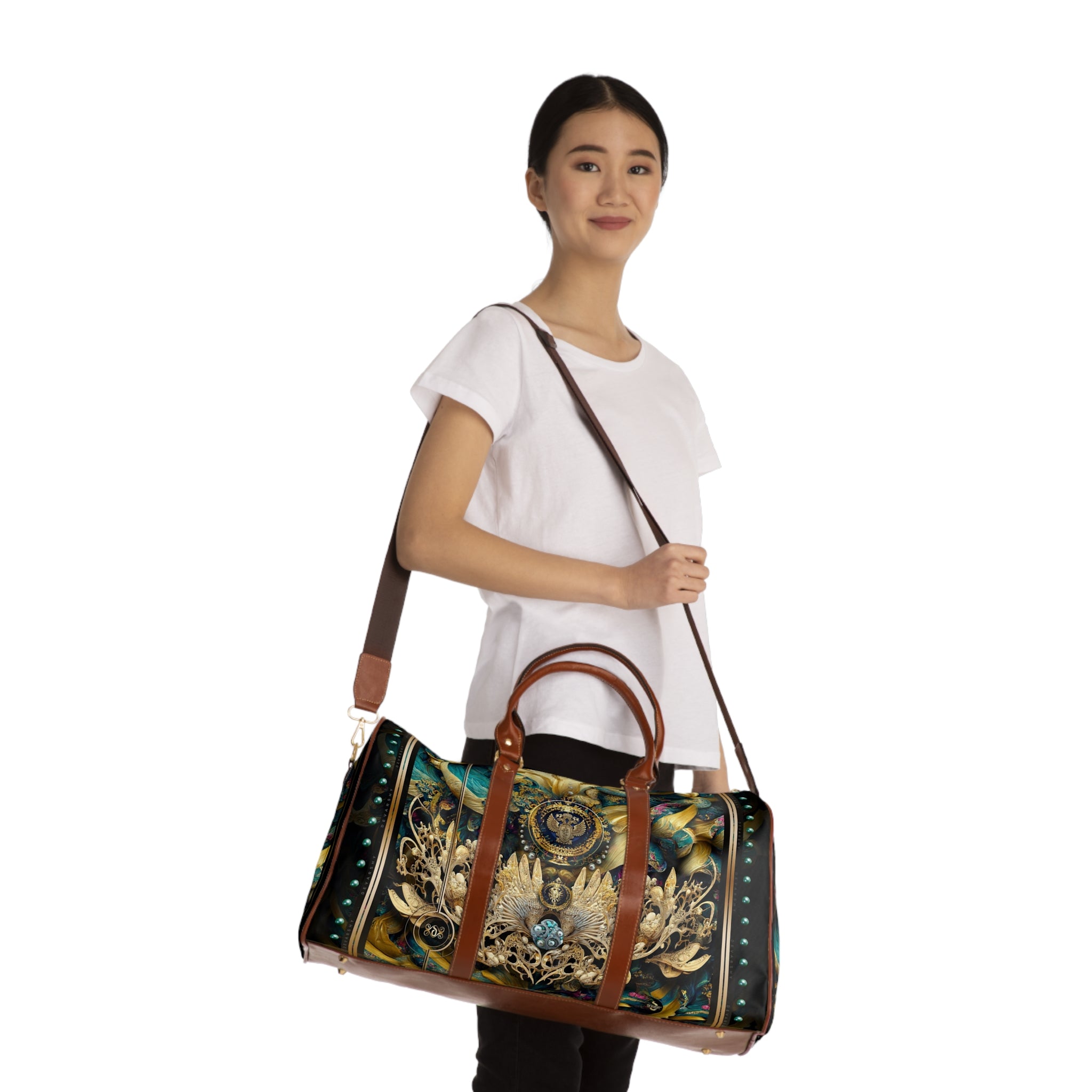 Baroque PU Leather Bag, Royal Atlantis Travel Bag, Faux Leather Luggage, Duffle Bag | RB0086