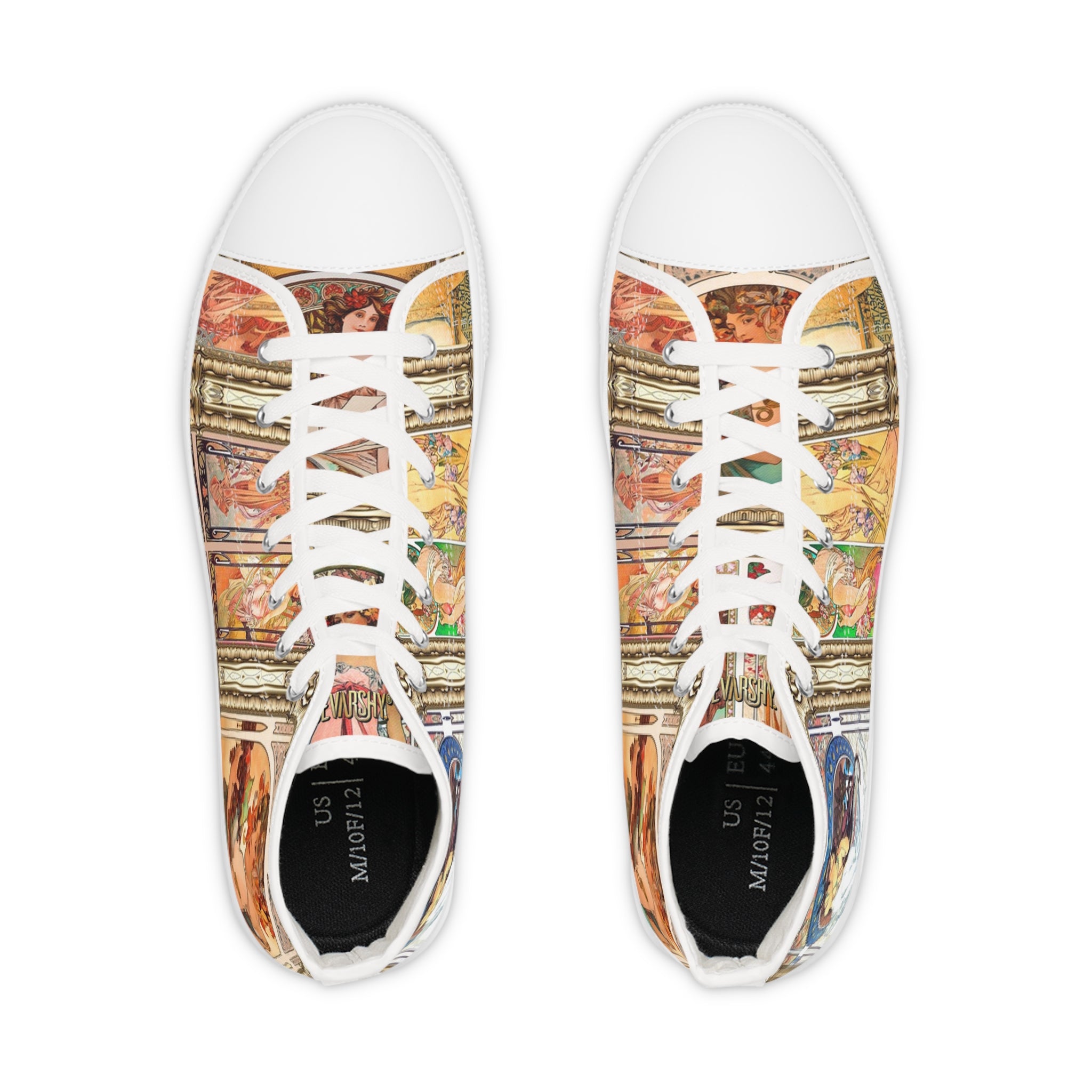 Mucha Art Canvas Shoes, High Top Sneakers, Unisex Canvas Shoes, Art Nouveau Sneakers, Trendy Hi Tops Shoes, Unisex Sneakers | 99005B
