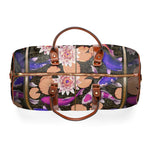 Koi Fish PU Leather Bag, Fish & Florals Luggage, Faux Leather Travel Bag, Purple Duffle Bag | D20018