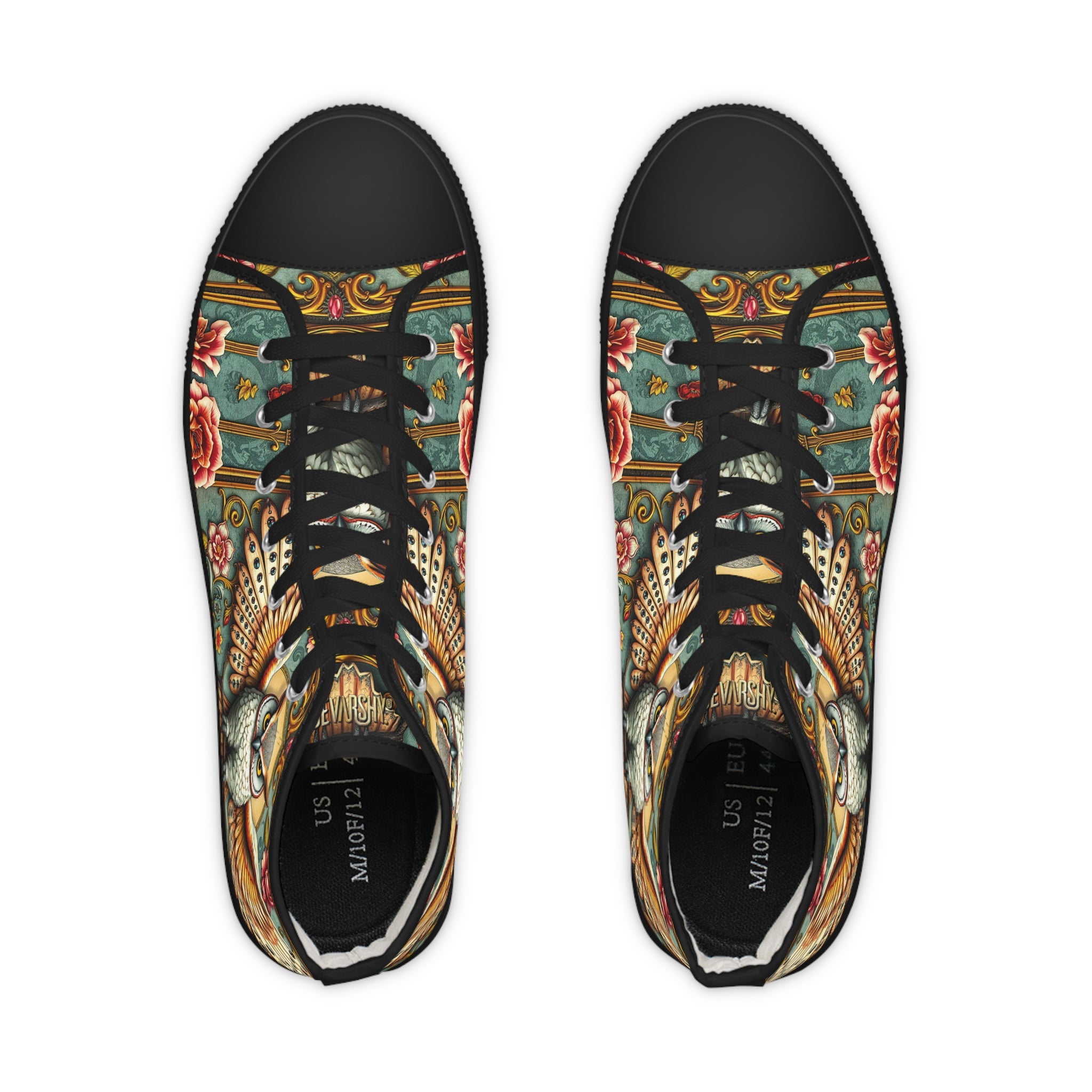 Owl Floral Print Shoes, Unisex High Top Sneakers, Trendy Canvas Shoes, Owl Florals Sneakers, Unisex Shoes | X3496