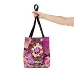Pink Floral Tote Bag, Sustainable Canvas Bag, Floral Print Tote Bag, Shopping Handbag | LLP02