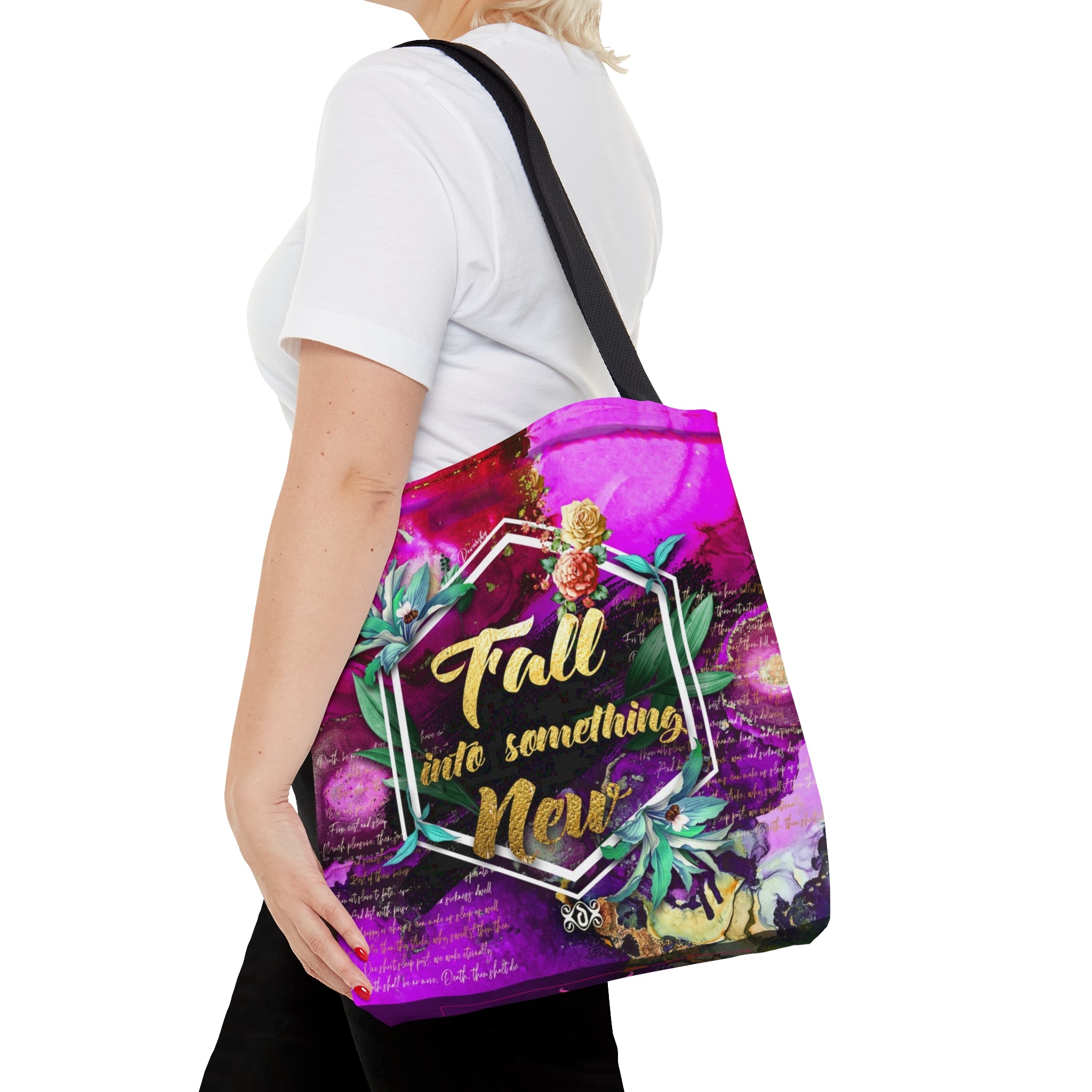 Violet Floral Print Bag, Spring Vibes Tote Bag, Floral Print Hand Bag, Fuchsia Canvas Handbag | FSN03