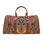 Pashmina Print Bag, PU Leather Bag, Paisley Travel Bag, Faux Leather Luggage, Paisley Duffle Bag | D20113