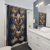 Baroque Fleur Shower Curtain Decorative Blue Curtain Bathroom Curtain | D20154