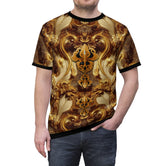 Gold Carving T-Shirt Unisex All Over Print Tee Ornate Brown Unisex T-Shirt Baroque Tee