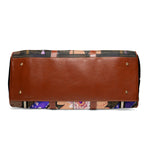 Koi Fish PU Leather Bag, Fish & Florals Luggage, Faux Leather Travel Bag, Purple Duffle Bag | D20018