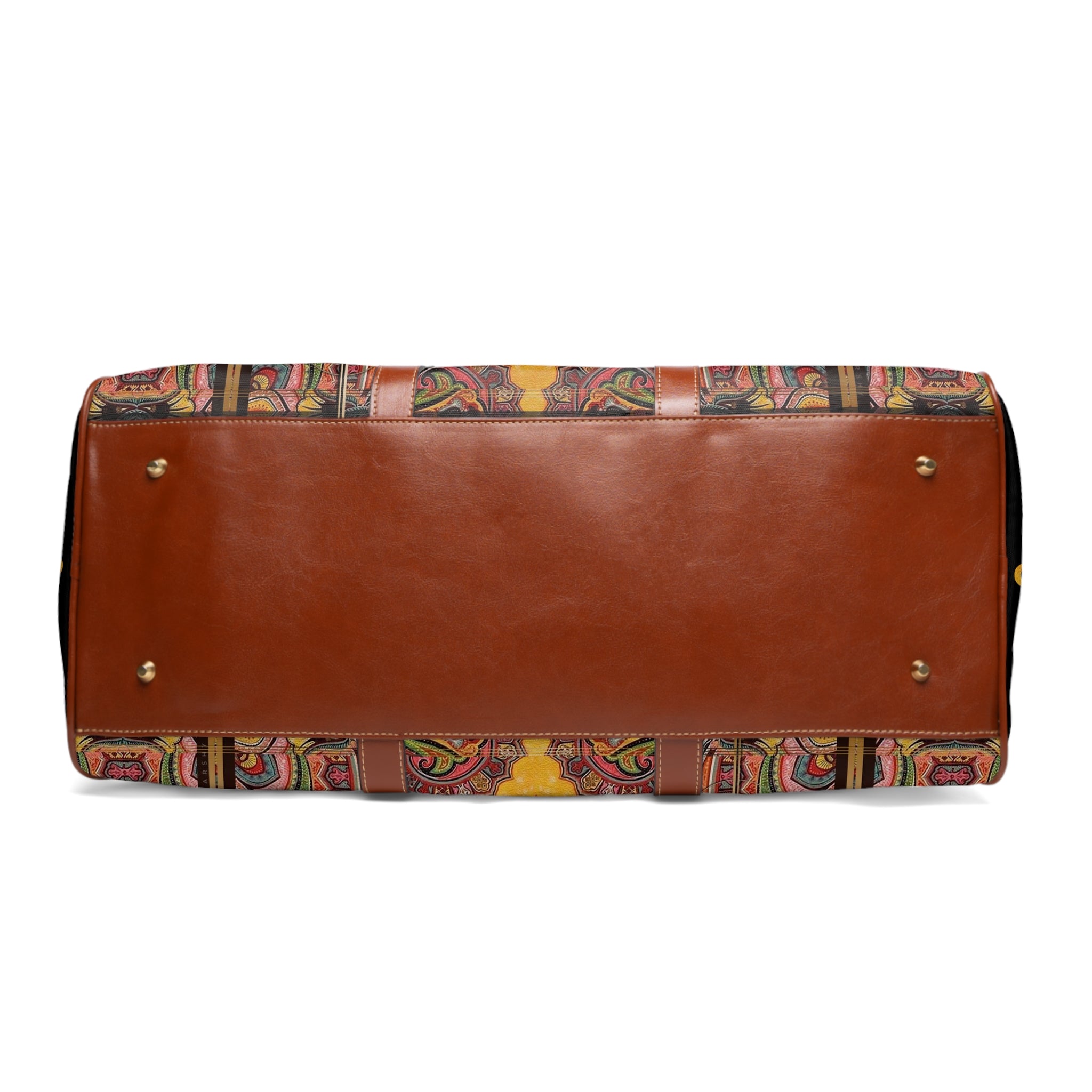 Pashmina Print Bag, PU Leather Bag, Paisley Travel Bag, Faux Leather Luggage, Paisley Duffle Bag | D20113