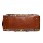 Pashmina Print Bag, PU Leather Bag, Paisley Travel Bag, Faux Leather Luggage, Paisley Duffle Bag | D20113