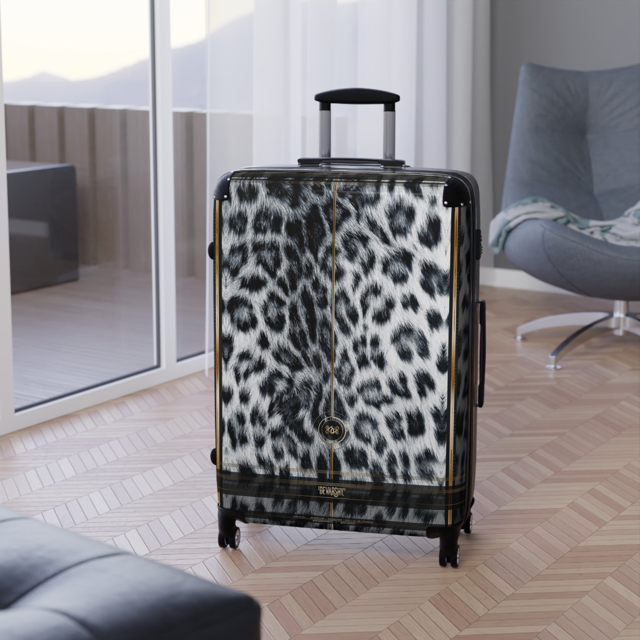 Snow Leopard Print Suitcase Carry-on Suitcase Leopard Print Luggage Animal Print Suitcase in 3 Sizes | D20166