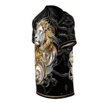 Royal Lion Black T-Shirt Unisex All Over Print Tee Baroque Lion Unisex T-Shirt  | D30001