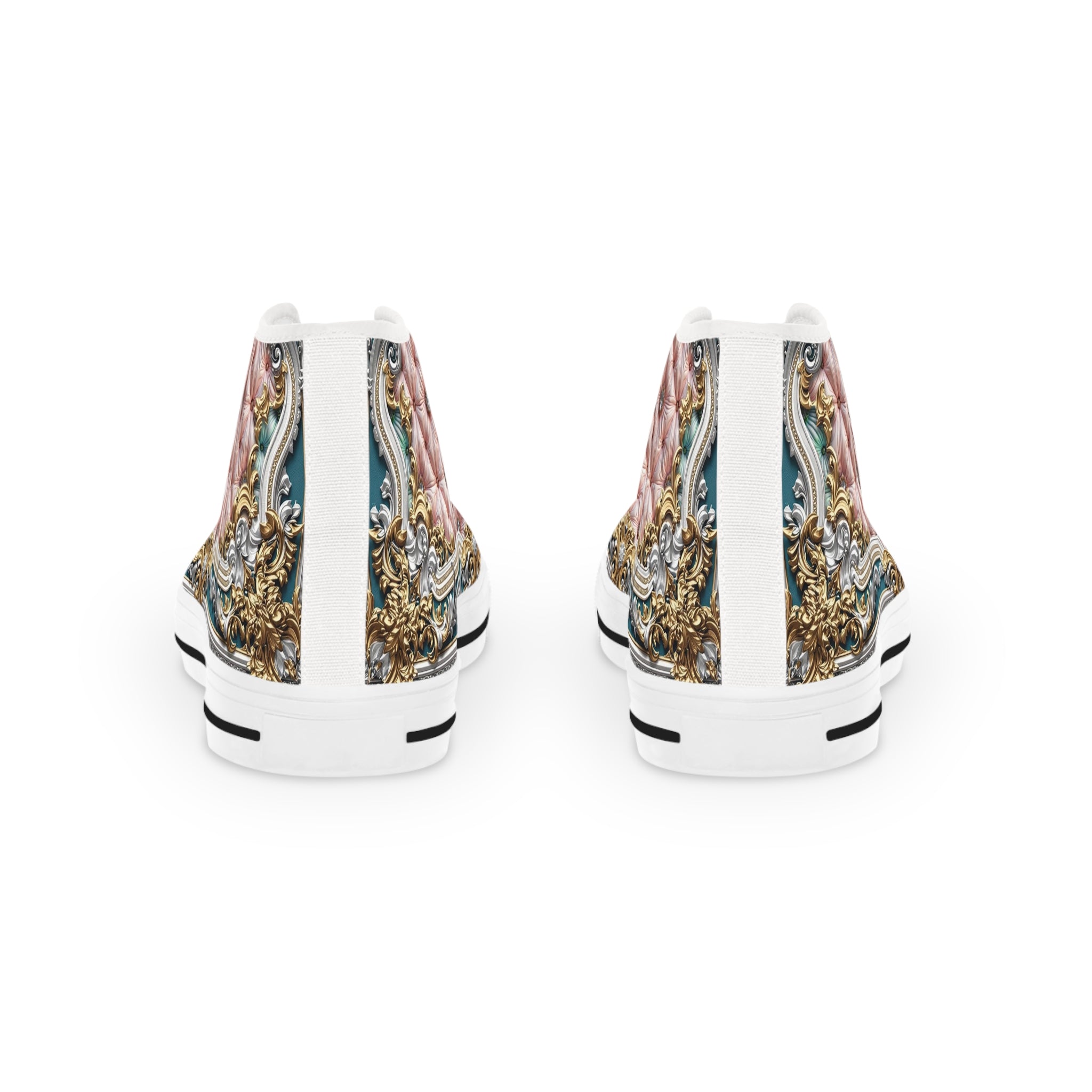 Baroque Pink Canvas Shoes, Trendy High Top Sneakers, Unisex Canvas Shoes, Fashionable Sneakers, Casual Shoes, Unisex Pink Sneakers | 104955