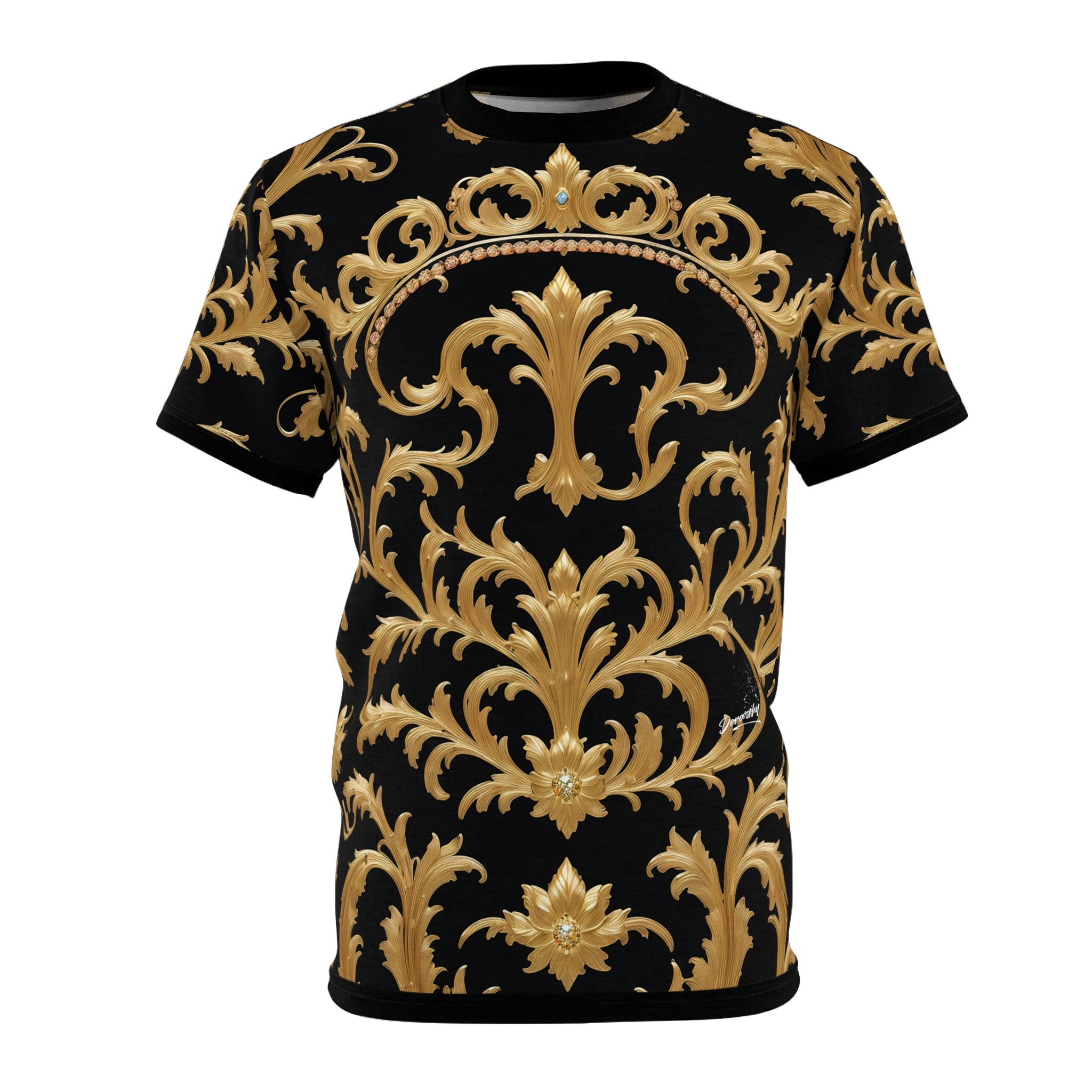 Baroque Gold T-Shirt Unisex All Over Print Tee Gold and Black Unisex T-Shirt | 00019