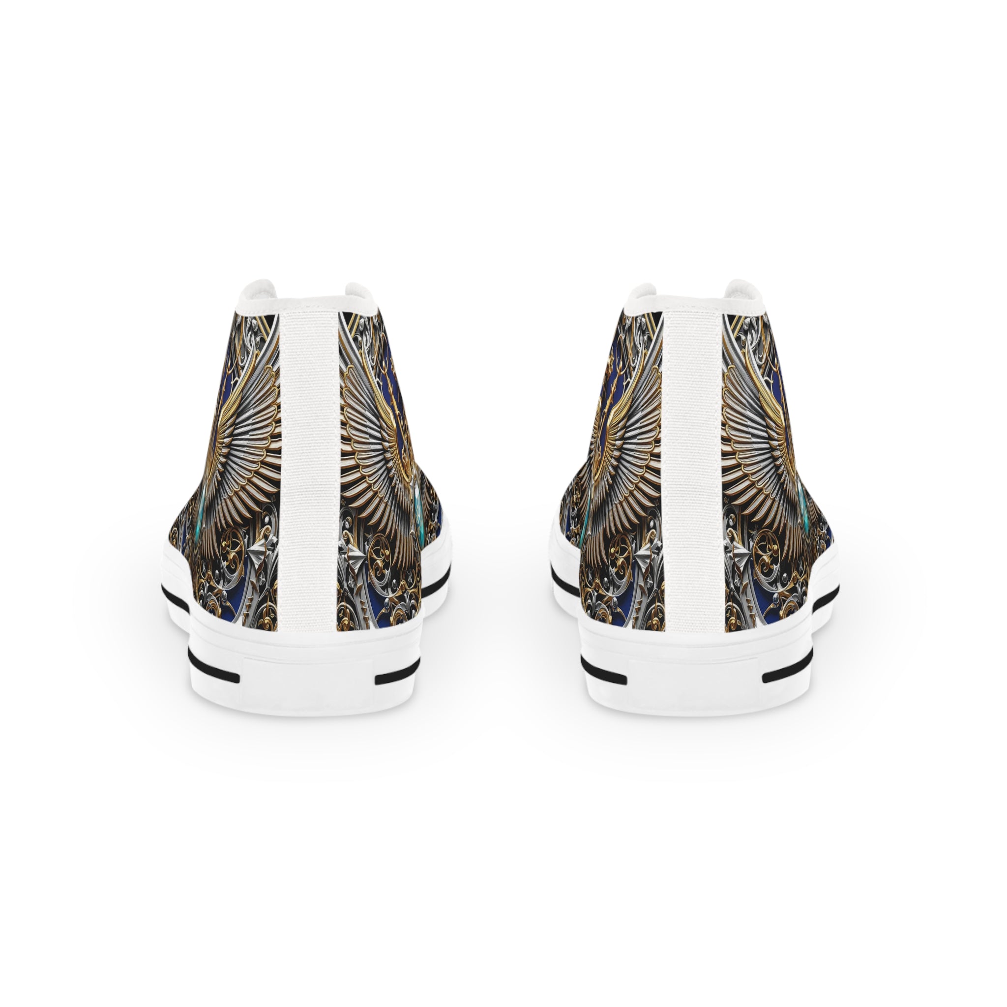 Baroque Wings Shoes, Trendy High Top Sneakers, Unisex Canvas Shoes, Fashionable Sneakers, Baroque Canvas Shoes, Coat of Arms Sneakers