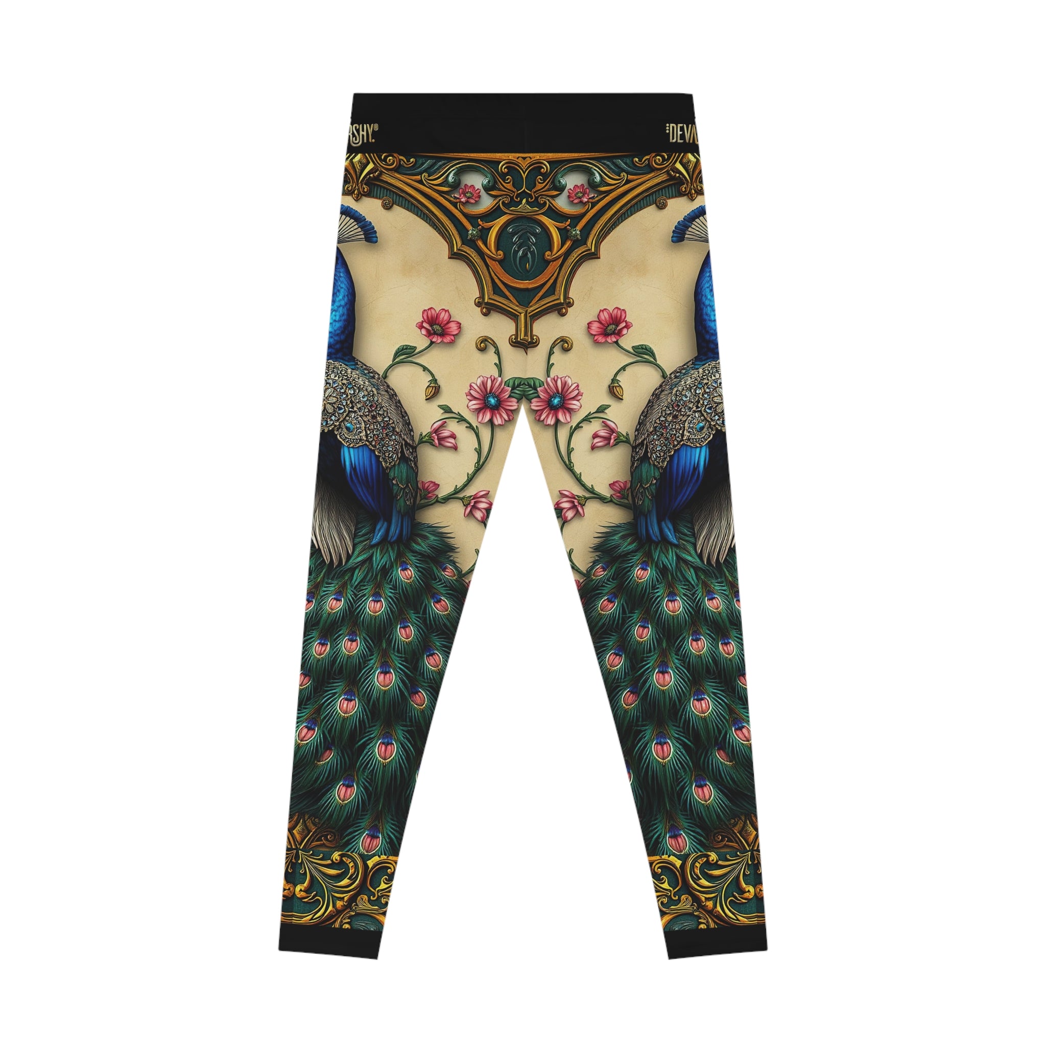 Beige Peacock Leggings Women Peacock Print Leggings Peacock Lovers Gift Women Casual Wear Leggings | X3502