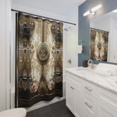 Decorative Gold Shower Curtain Baroque Medallion Curtain Bathroom Curtain | D20206